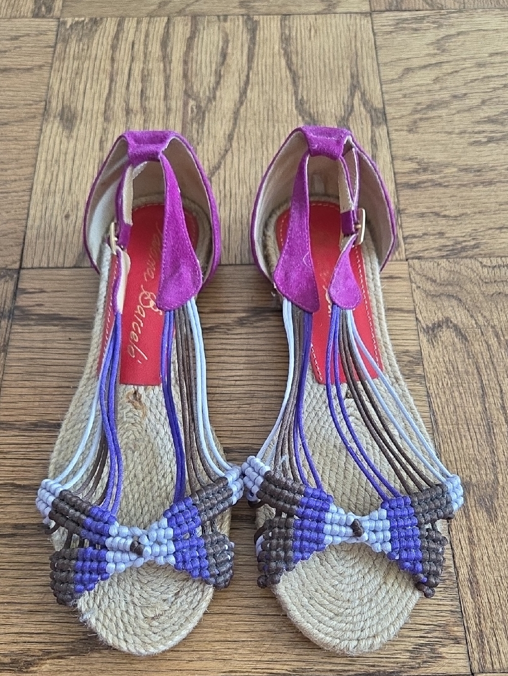 Women's Purple Woven Ankle-Strap Espadrille Sandals